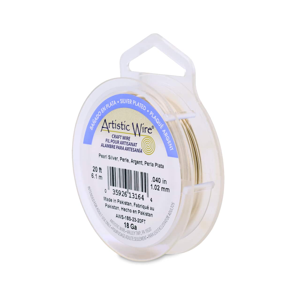 Artistic Wire® 18 Gauge Silver Plated Tarnish Resistant Colored Copper Craft Wire, 20ft.